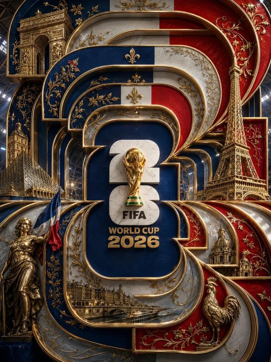 Ultra-detailed luxury 3D FIFA World Cup 2026 France poste... image 1