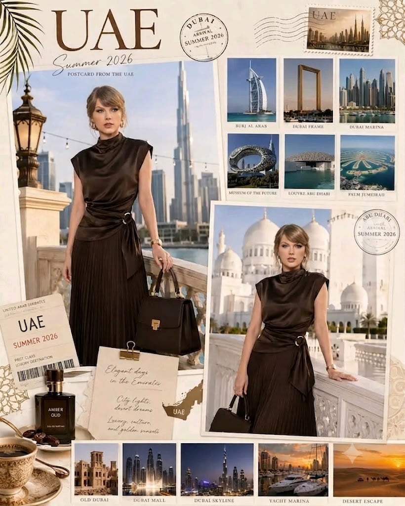 Create an ultra-detailed luxury travel scrapbook collage ... image 1