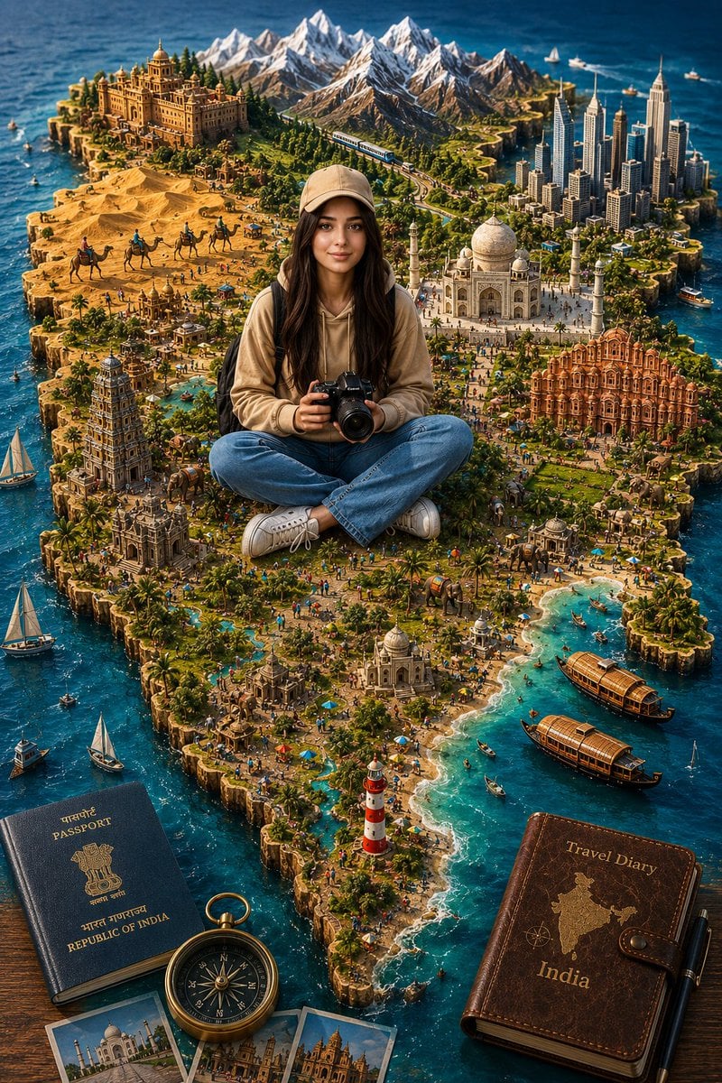 A highly detailed 3D miniature travel diorama of India sh... image 1