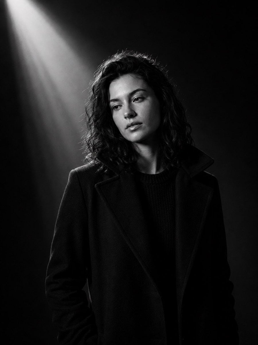 Ultra-cinematic black-and-white portrait of a young man s... thumbnail 2