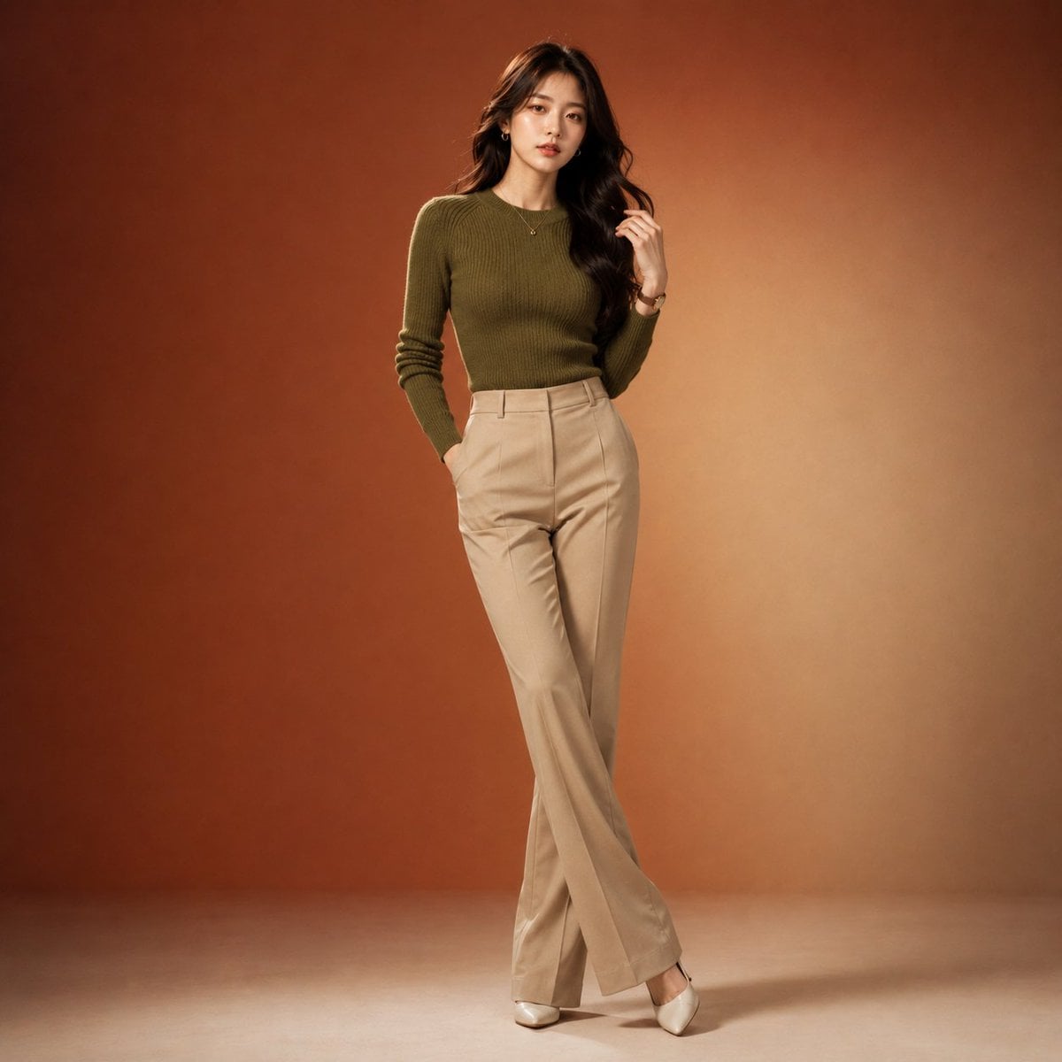 Full-body professional fashion editorial portrait of a be... thumbnail 2