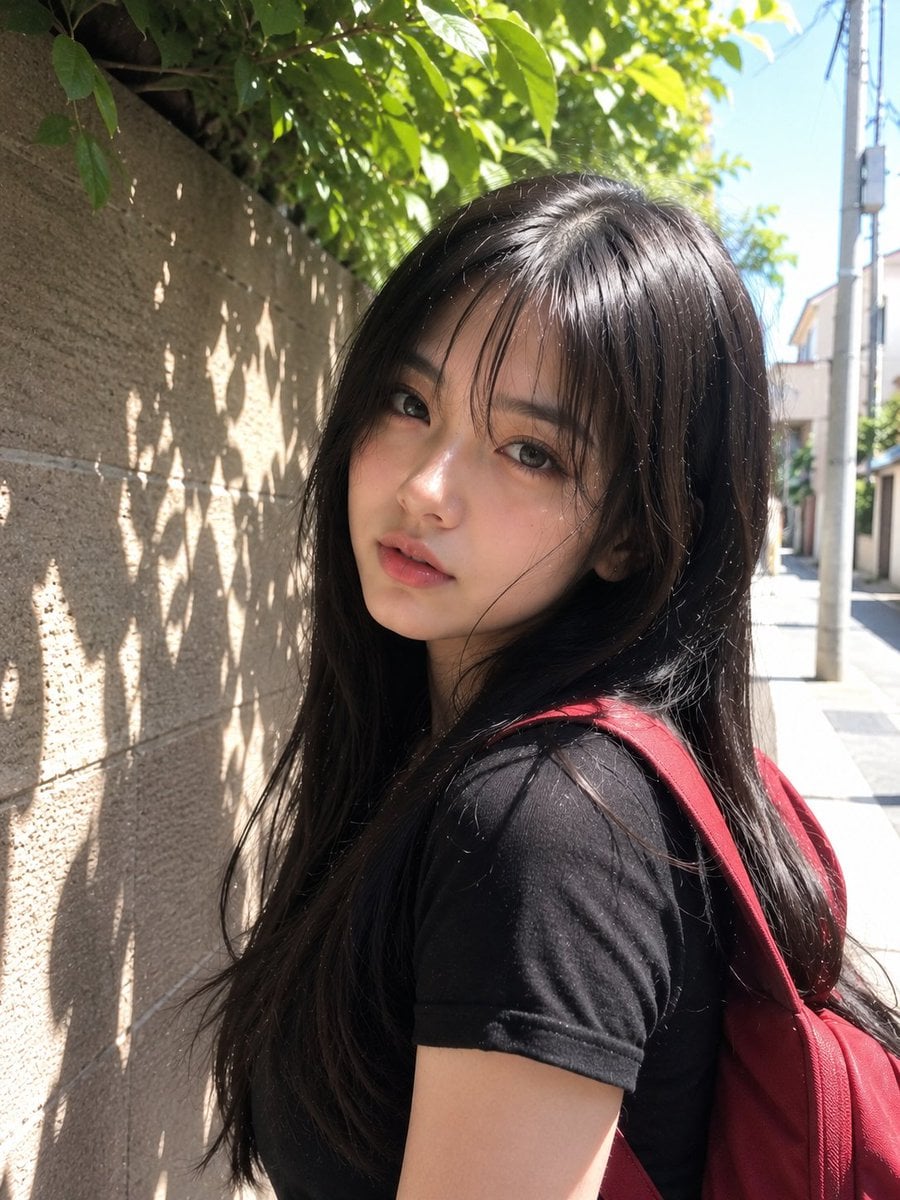 Beautiful young Japanese girl with long silky black hair ... thumbnail 2