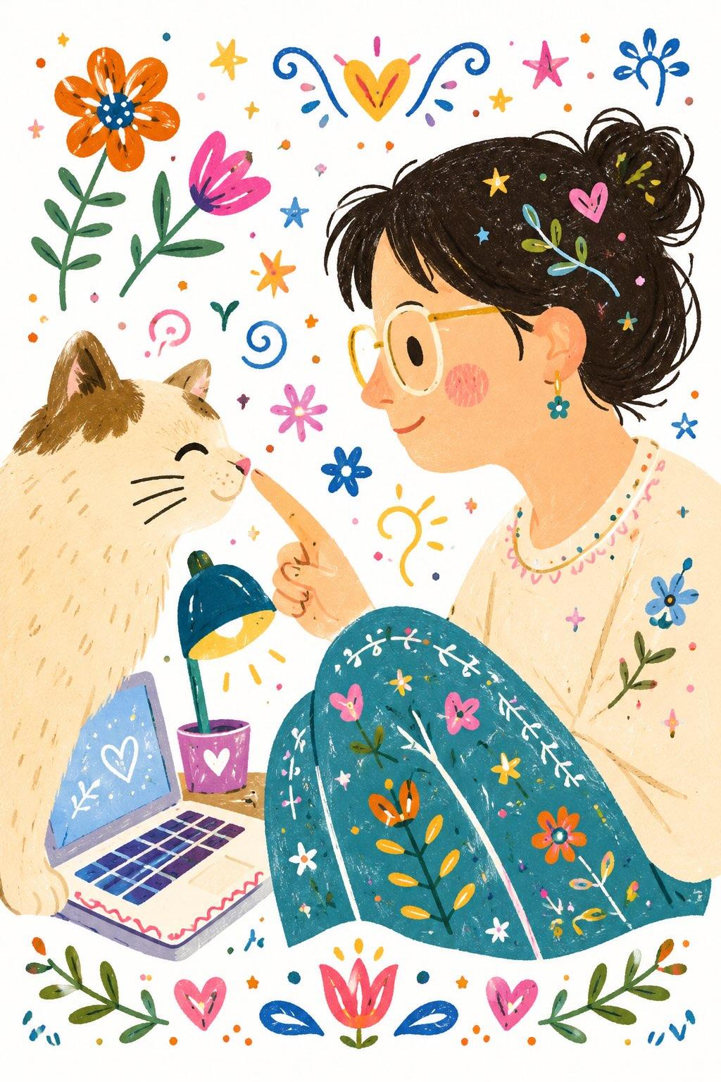 Whimsical Folk Flat Illustration with Doodle Charm thumbnail 2