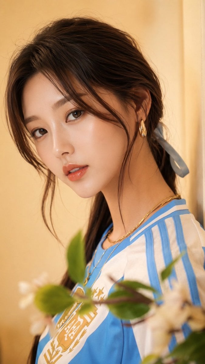 Elegant East Asian Woman in Sunlit Portrait