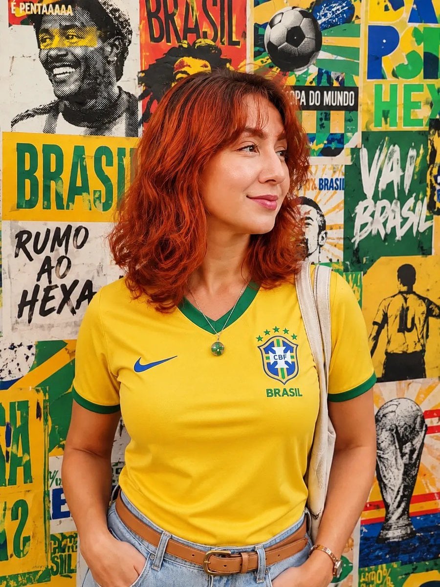 Golden Hour Street Portrait in Brazilian Football Jersey