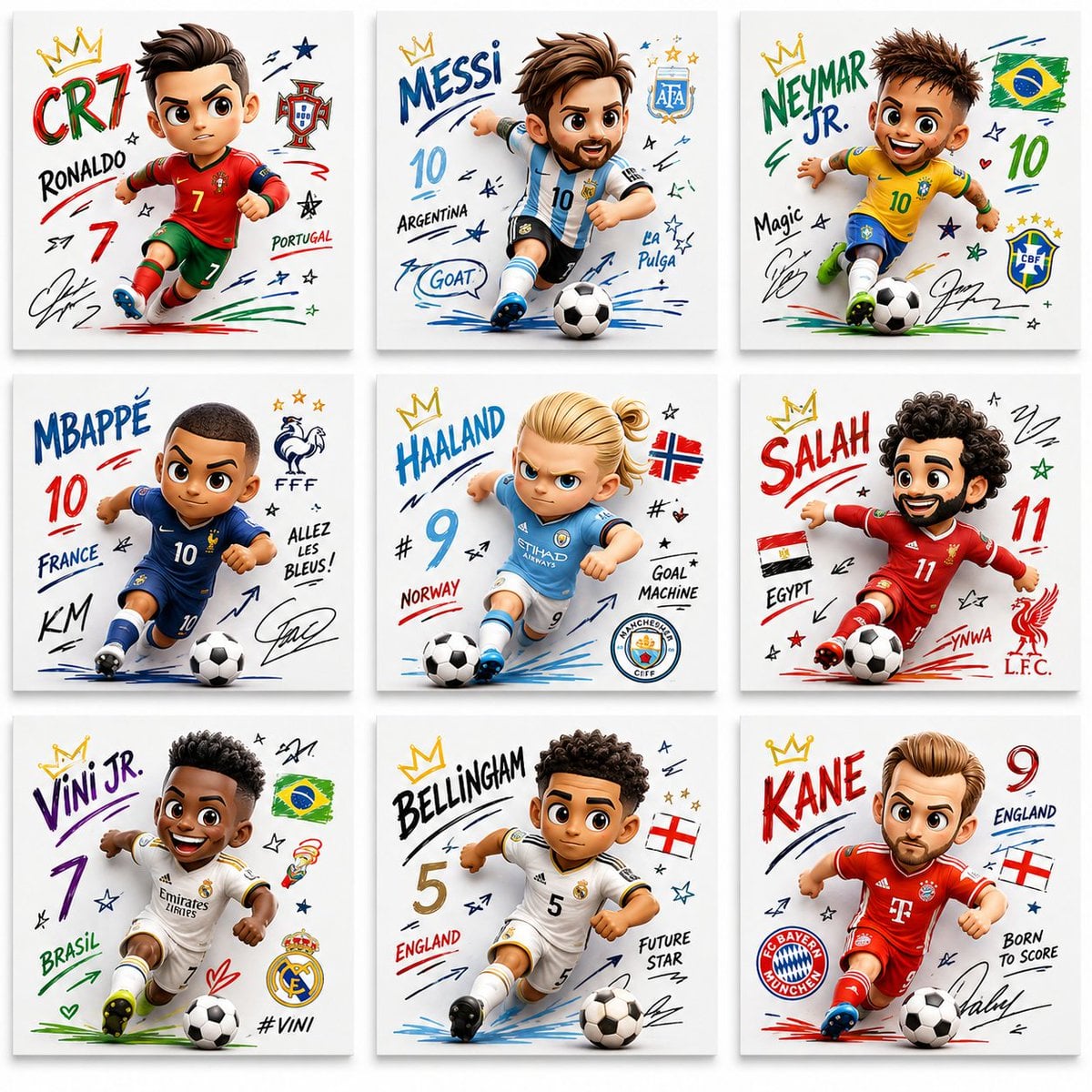 Chibi Football Stars Poster Collection