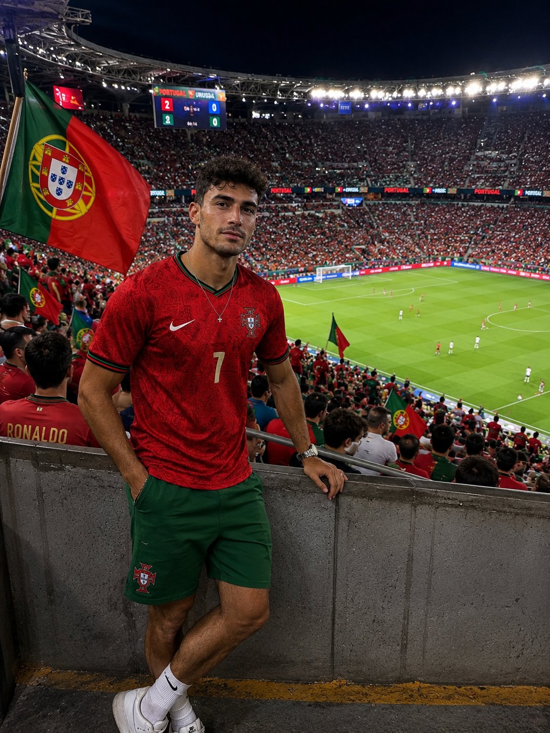 Passionate Portugal Fan in the Stadium thumbnail 3
