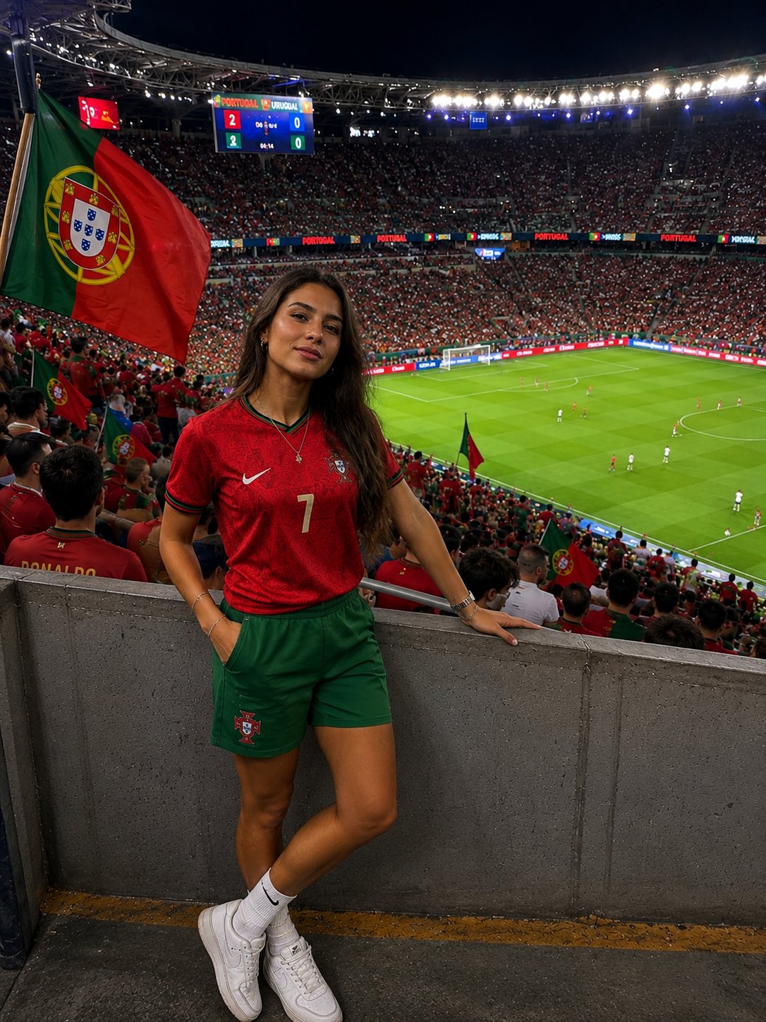 Passionate Portugal Fan in the Stadium thumbnail 4