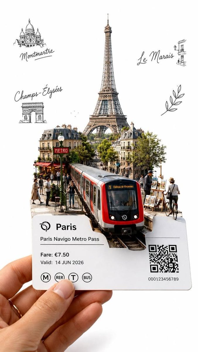 Hand Holding Transit Pass Portal to City