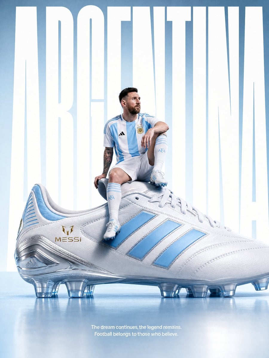 Messi on Giant Adidas Boot: Argentina Luxury Campaign