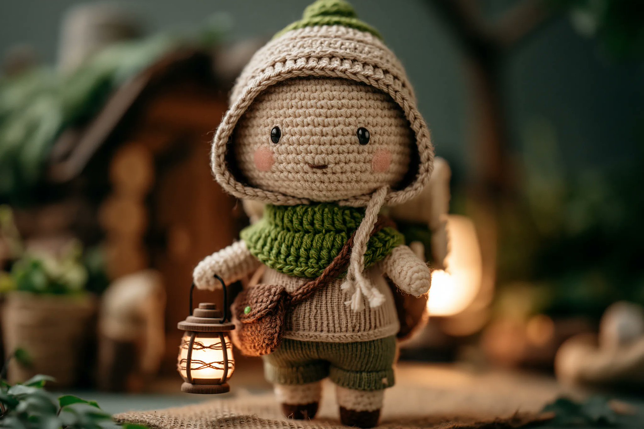Cozy Crochet Doll in Warm Muted Atmosphere