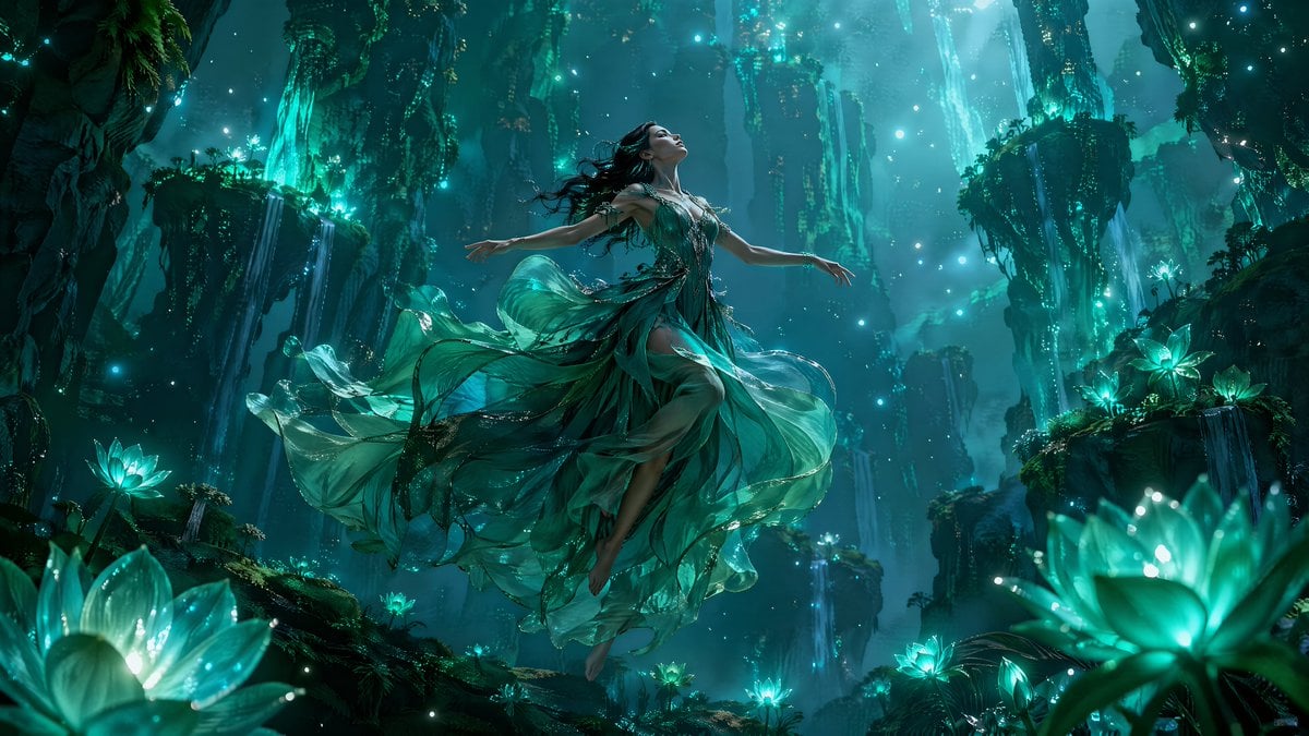Ethereal Woman Amidst a Sea of Flowers thumbnail 4
