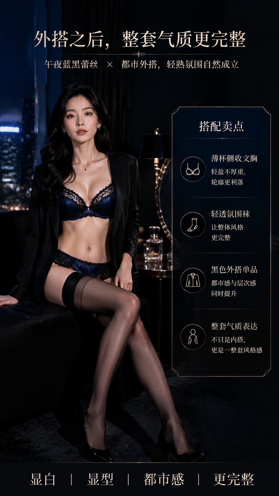 Midnight Blue Lace Lingerie E-Commerce Atmosphere thumbnail 3
