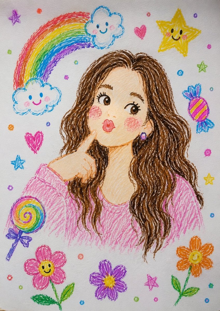 Crayon Illustration Transformed into Realistic Portrait image 1
