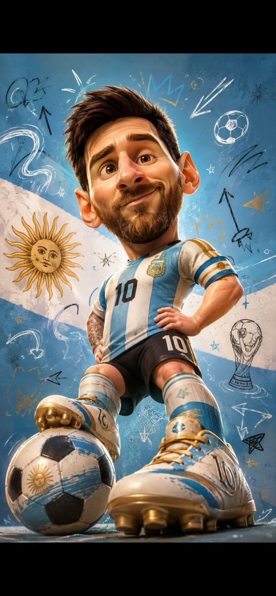 Argentina Star Caricature in Pixar Style