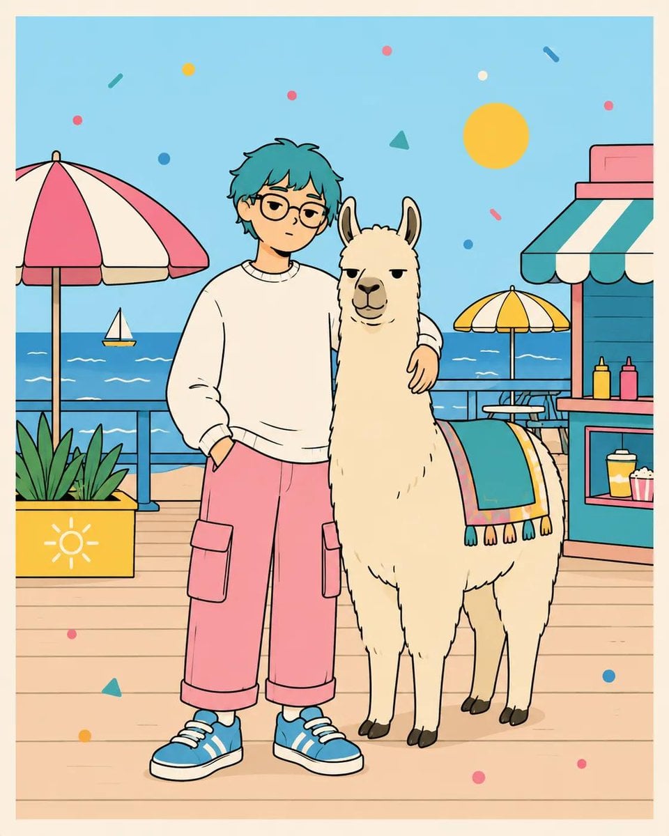 Pastel Kawaii Characters with Animal Companions