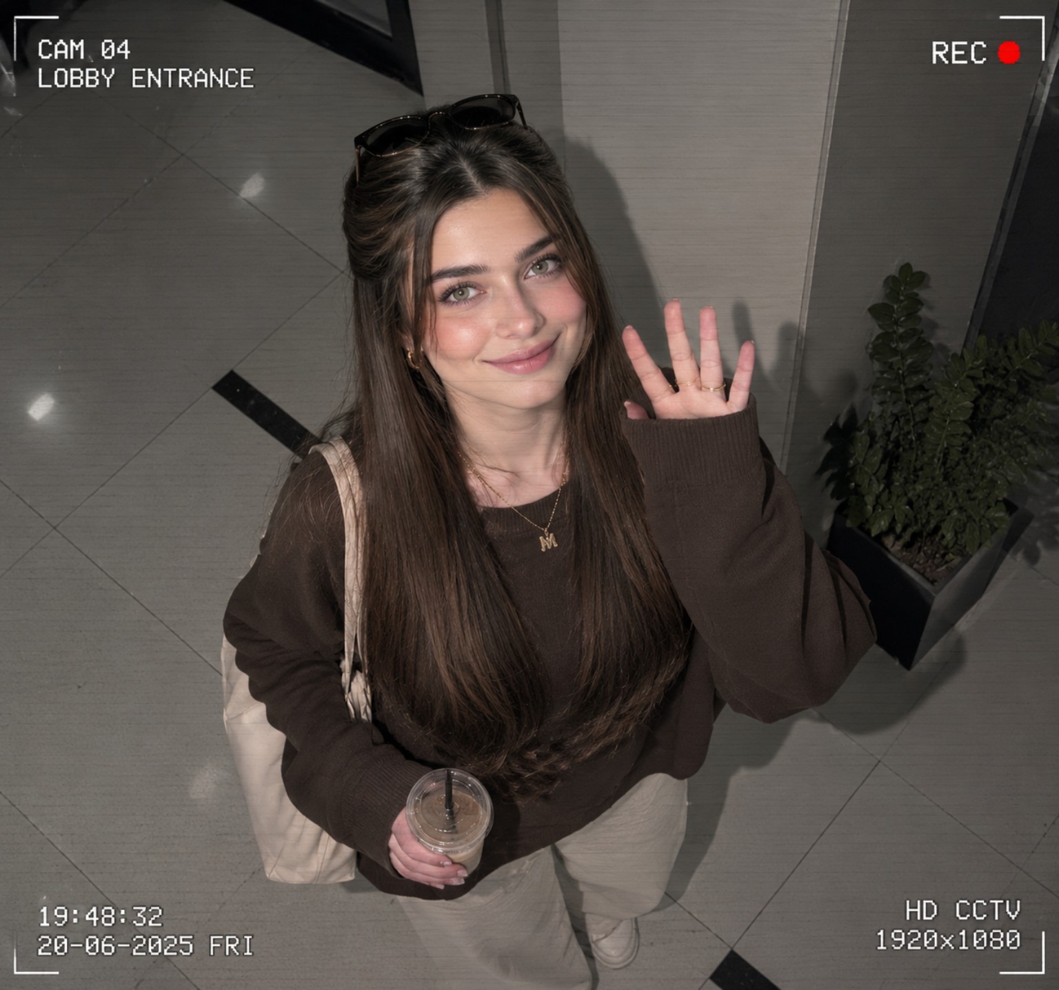 Candid Security Camera Portrait of a Smiling Teen image 1
