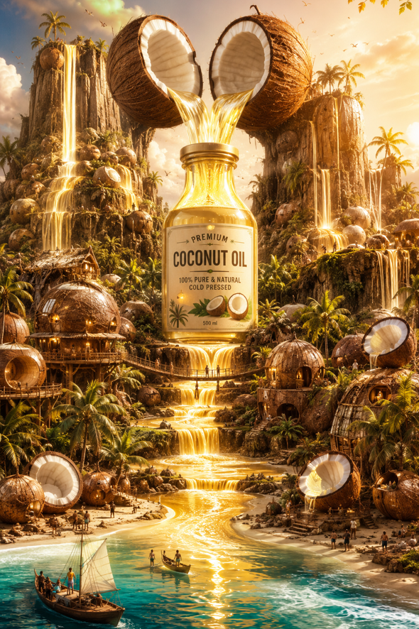 Coconut Oil Bottle as Heart of Tropical Realm image 1