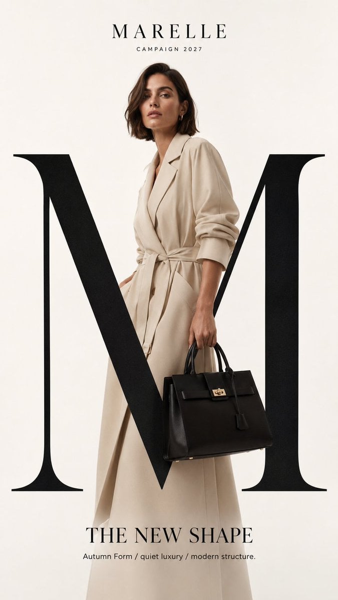 Luxury Fashion Campaign with Oversized Serif Typography