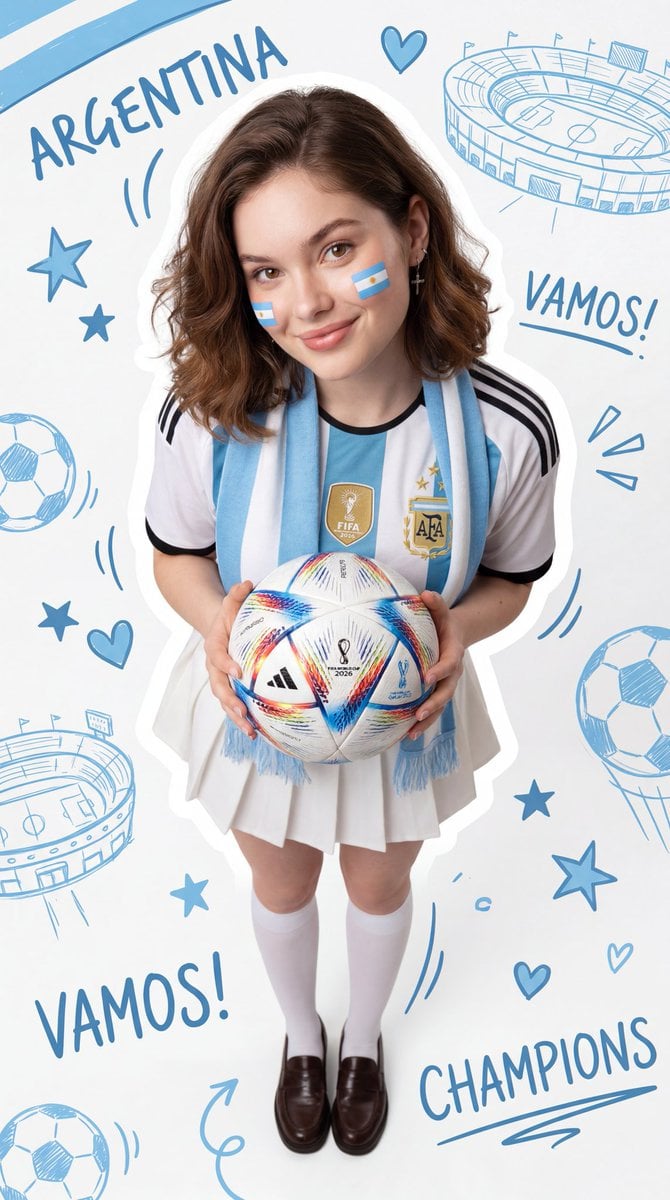 Argentina Fan with FIFA World Cup Ball thumbnail 2