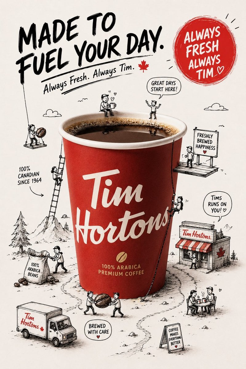 Premium Mixed-Media Ad with Doodle Characters and Product thumbnail 2