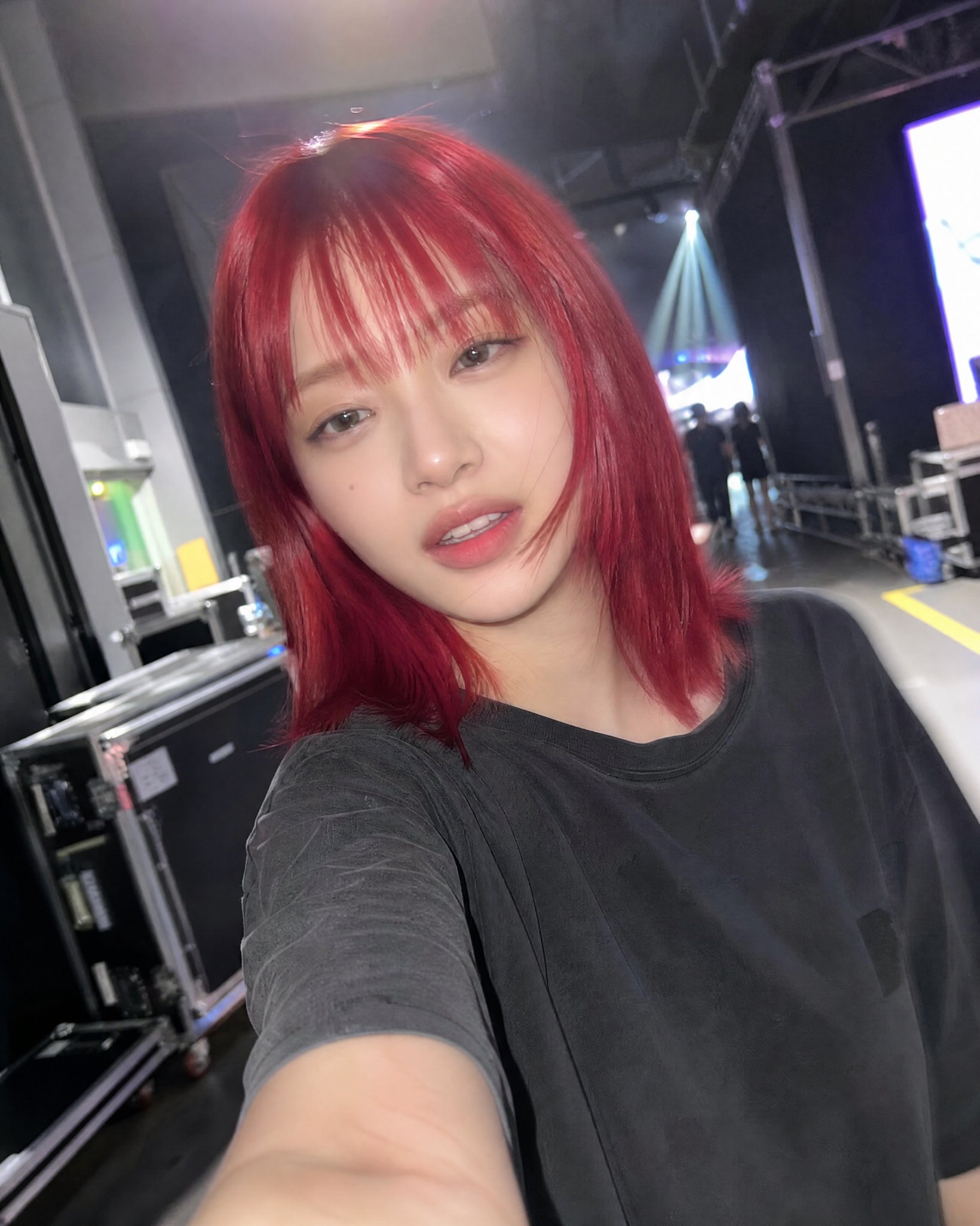 Candid Backstage Selfie with Tired Smile thumbnail 3