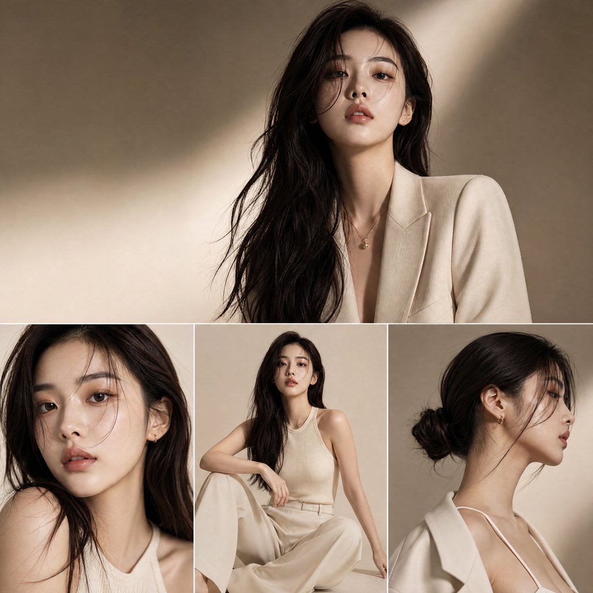 High Fashion Editorial Collage with Elegant Beige Tones