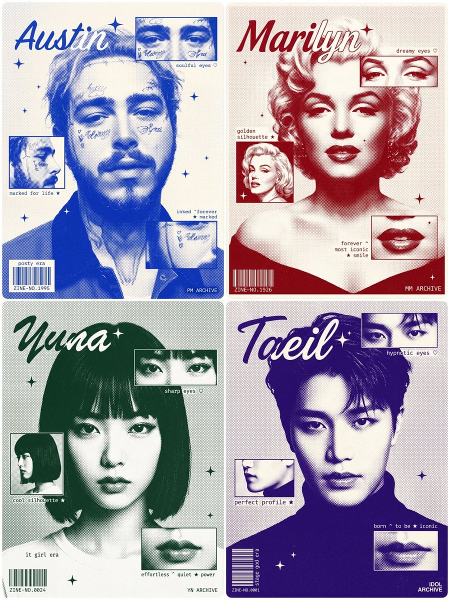 Halftone Duotone Zine Poster of Character