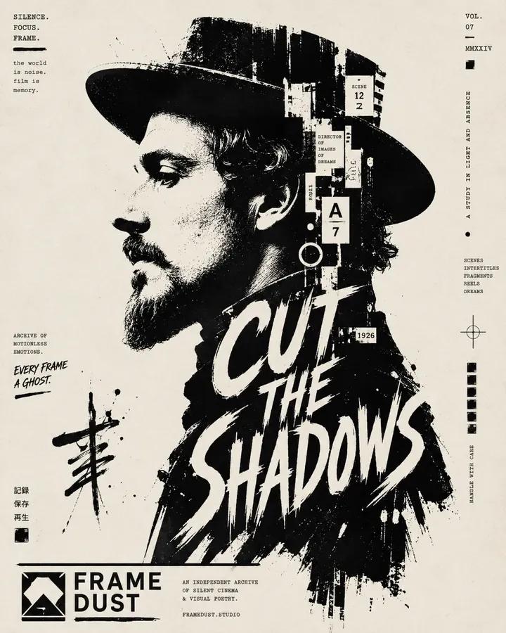 High-Contrast Typographic Portrait with Ink Edges