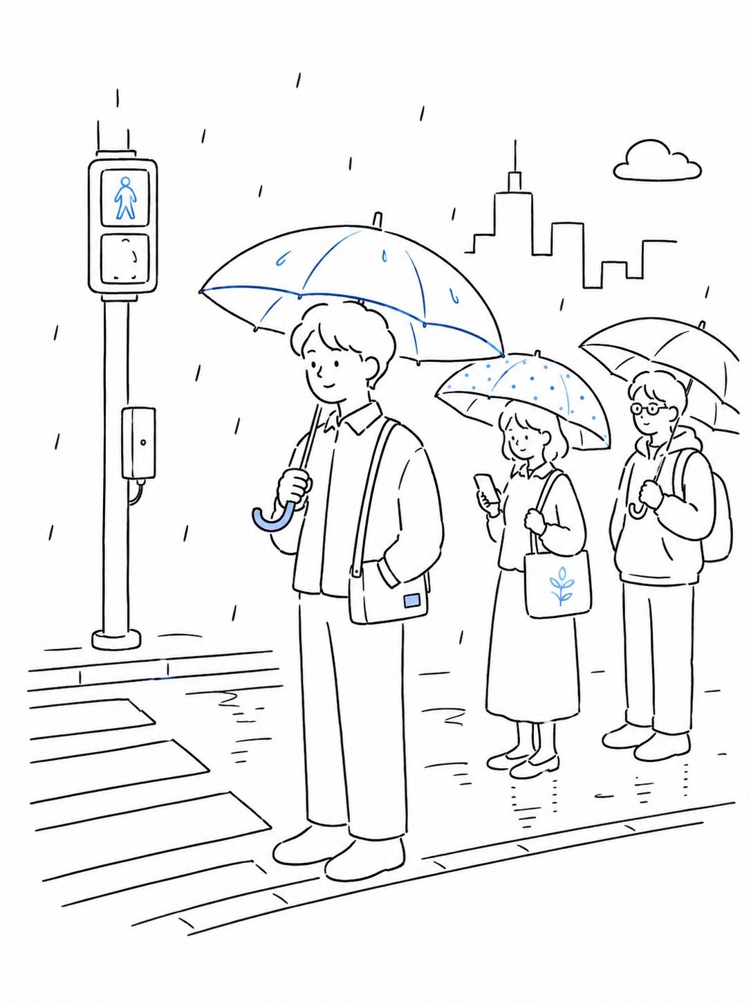 Whimsical Hand-Drawn Doodle with Sky Blue Accents thumbnail 3