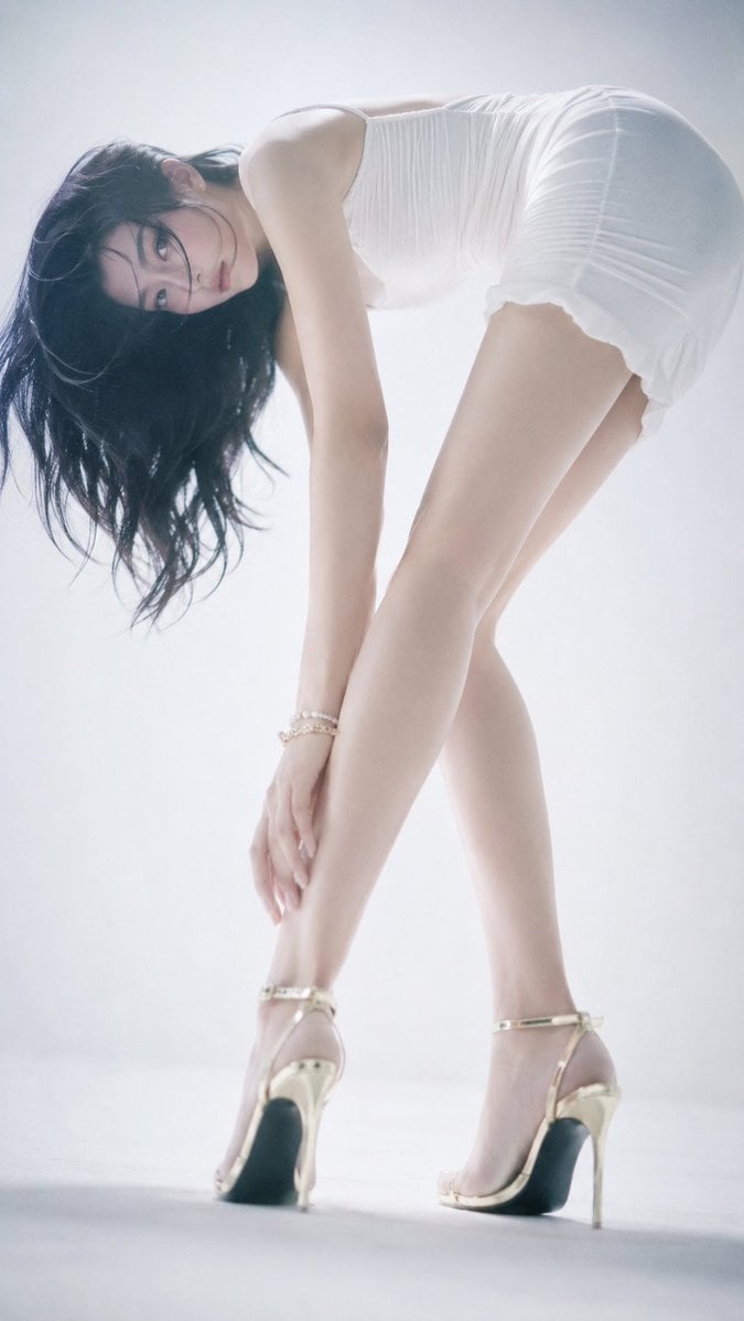 Cold-Toned Beauty Ad with Golden Heels image 1