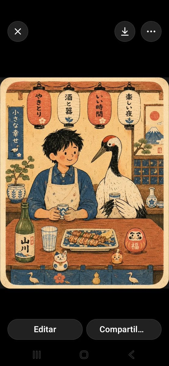 Flat Risograph Café Scene with Folk-Poster Charm thumbnail 3