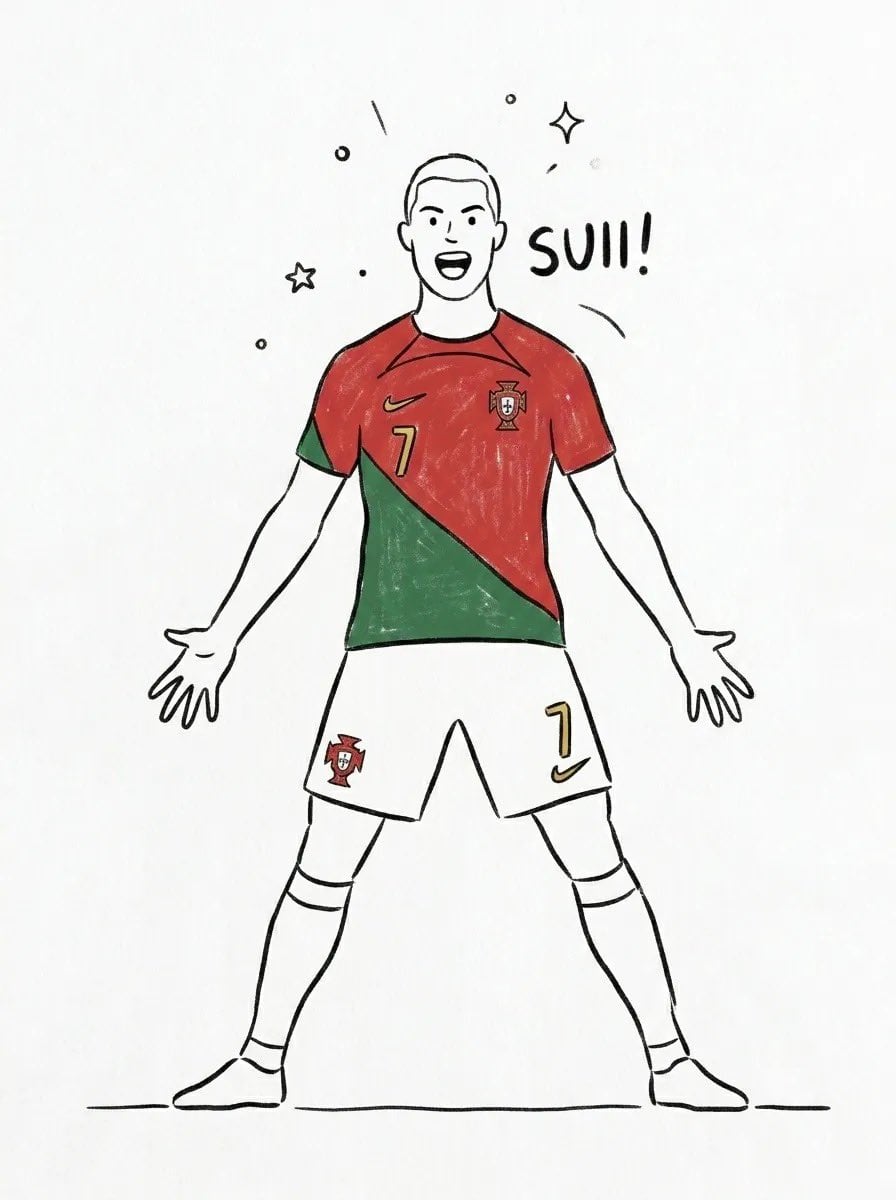 Minimalist Line Art Football Player in SUIII Pose image 1