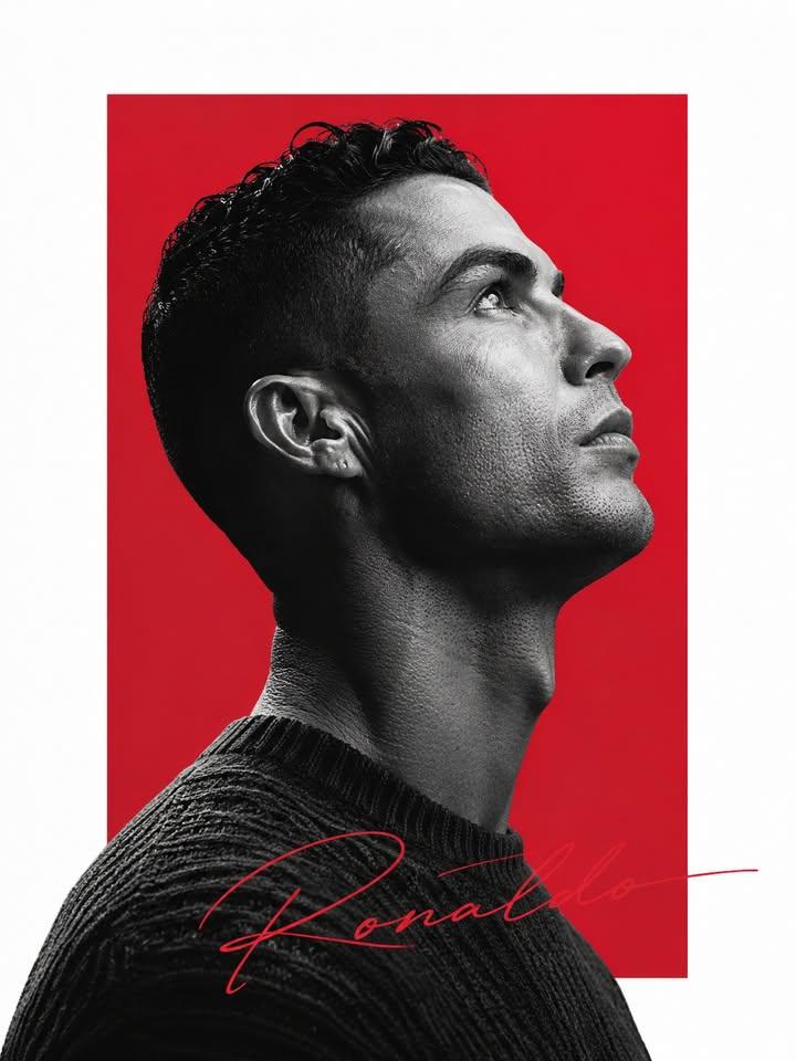 Ronaldo Side Profile in Minimalist Crimson Poster image 1