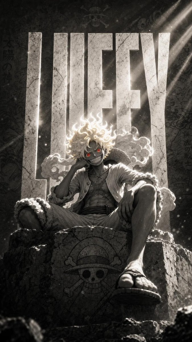 Anime Character on Cracked Stone Throne