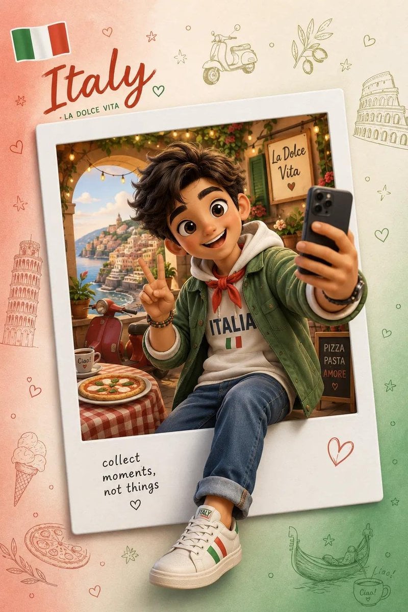 Stylized 3D Traveler on Polaroid Souvenir thumbnail 2