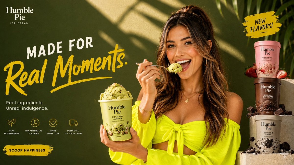 Humble Pie Pistachio Almond Luxury Ice Cream Ad