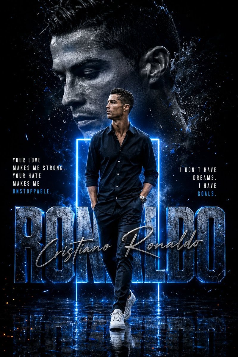 Cinematic Celebrity Poster with Neon Frame and 3D Text