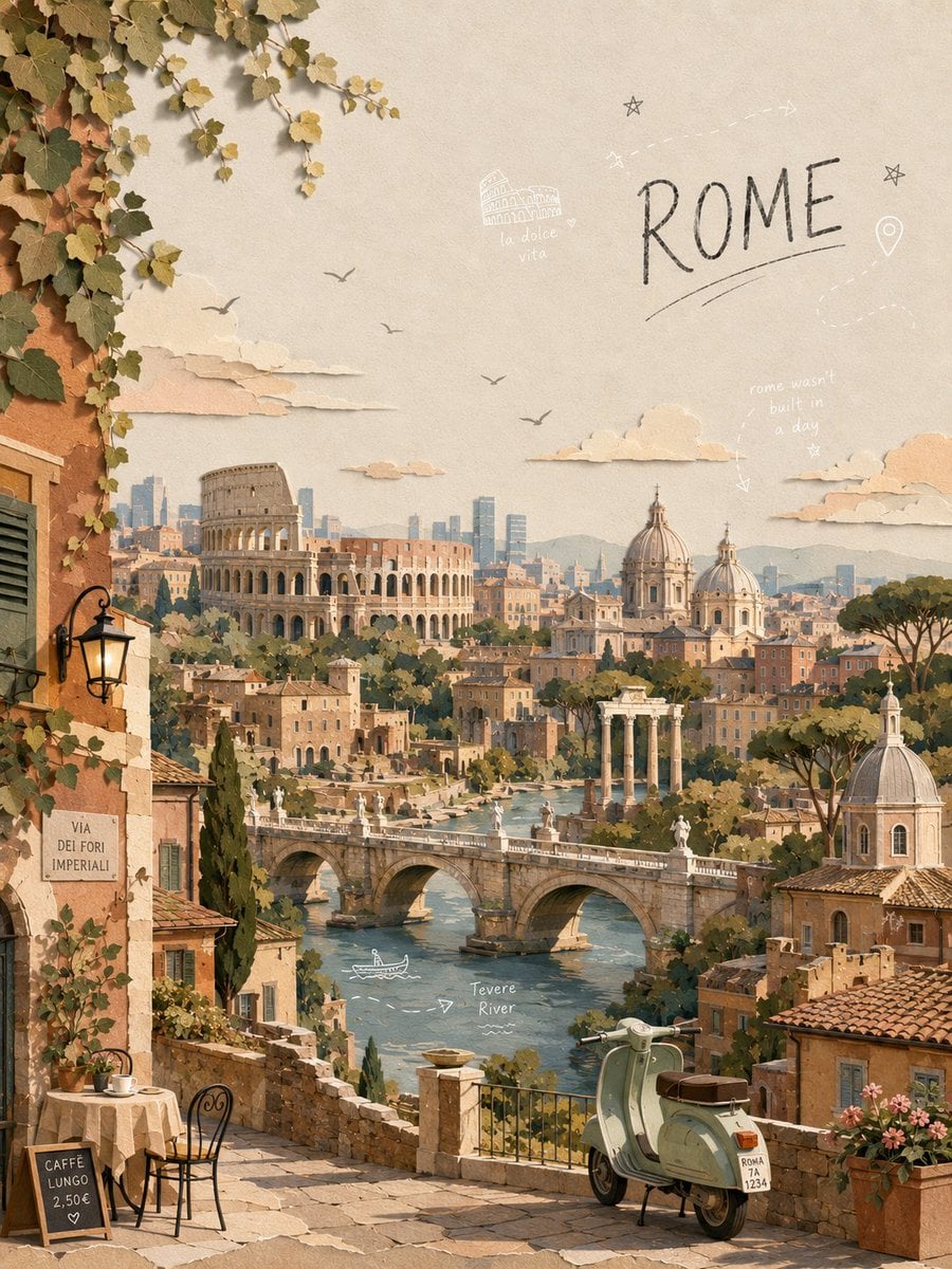 Layered Paper-Cut Cityscape: Historic and Modern Harmony thumbnail 2