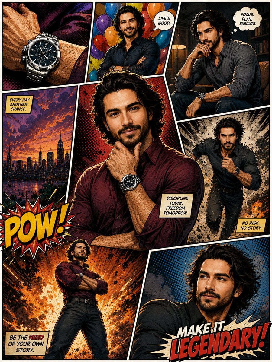 Dynamic Comic-Book Poster with Multiple Panels
