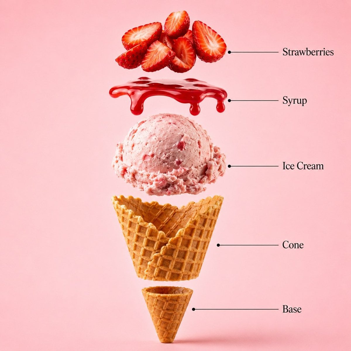 Strawberry Ice Cream Cone Exploded Infographic thumbnail 2