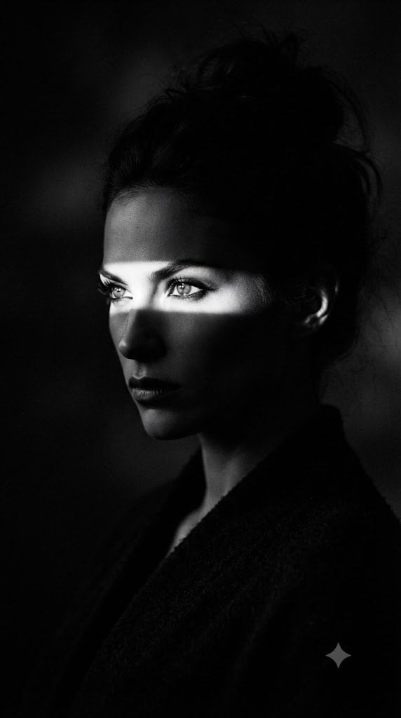 Chiaroscuro Side Profile with Intense Gaze image 1