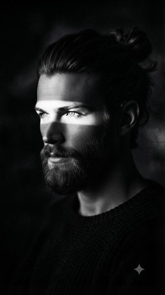Chiaroscuro Side Profile with Intense Gaze thumbnail 2