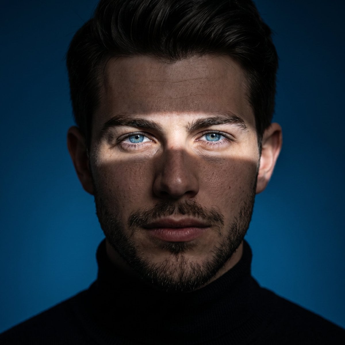 Cinematic Close-Up Portrait with Dramatic Sunlight