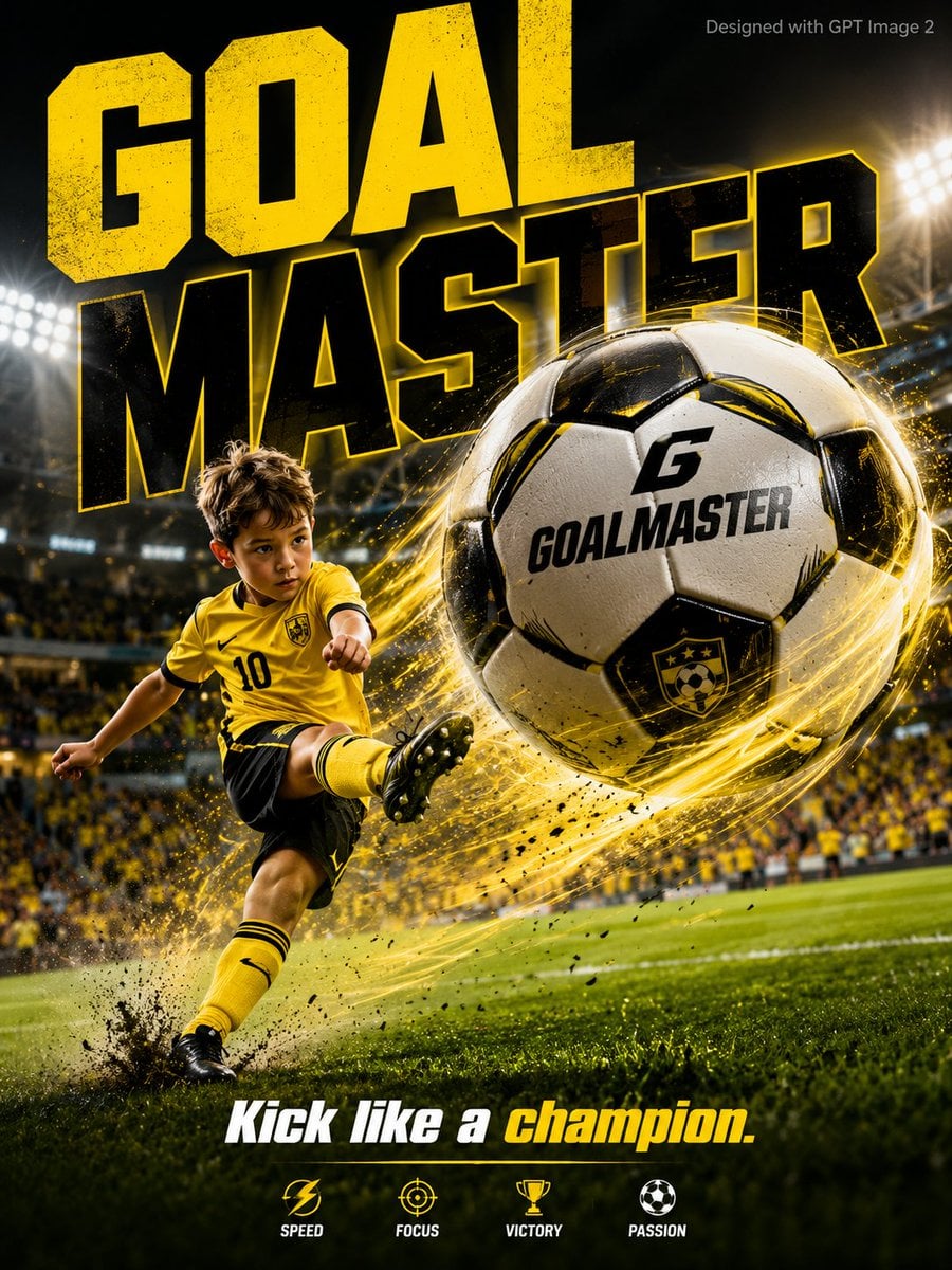 Goalmaster: Young Athlete Kicks Giant Football in Stadium