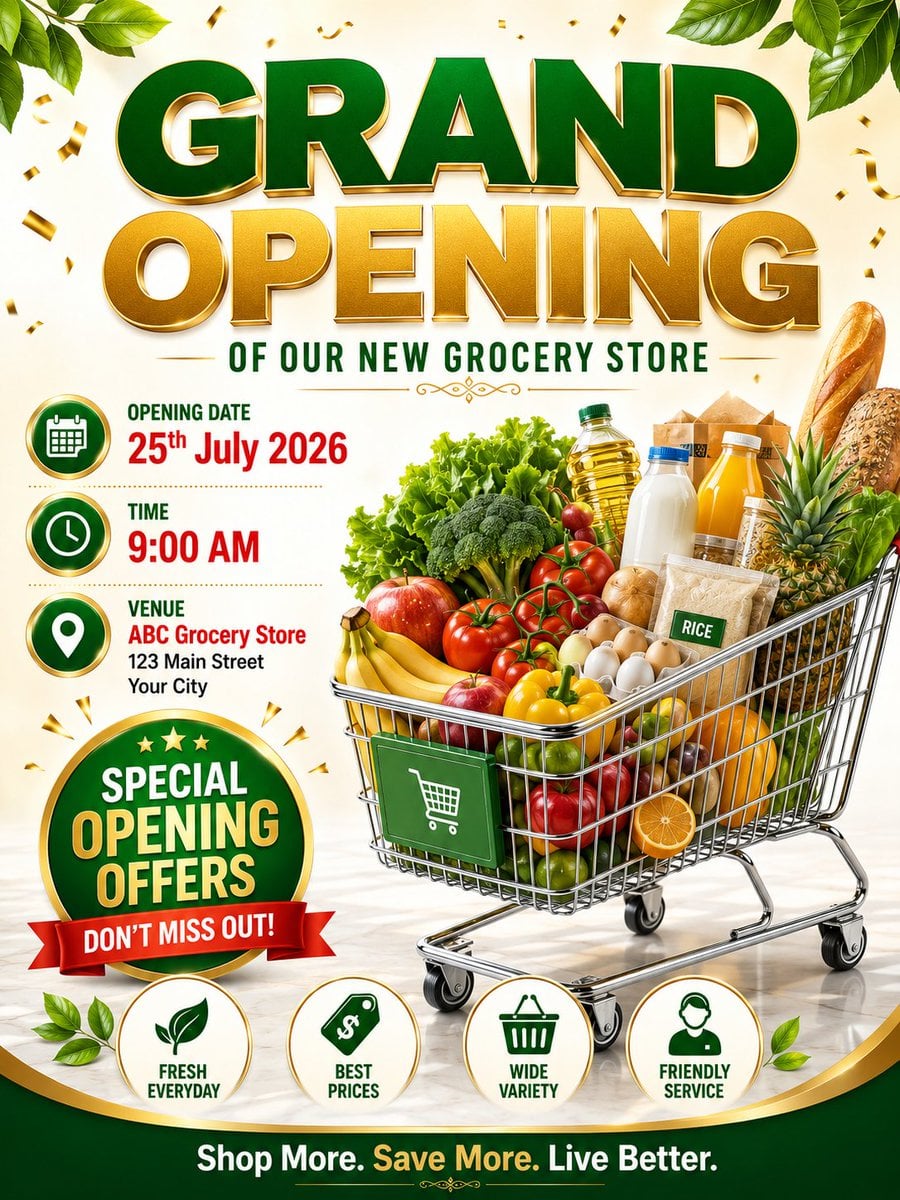 Grand Opening Grocery Store Premium Poster image 1