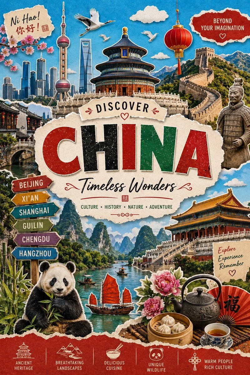 Vibrant Travel Poster Collage with Landmarks thumbnail 2