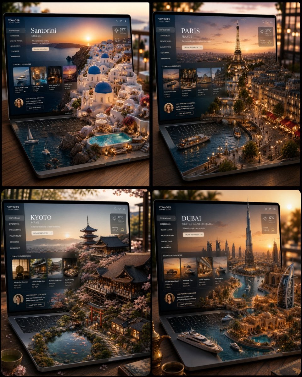 Luxury Travel Platform Emerging from MacBook Pro image 1