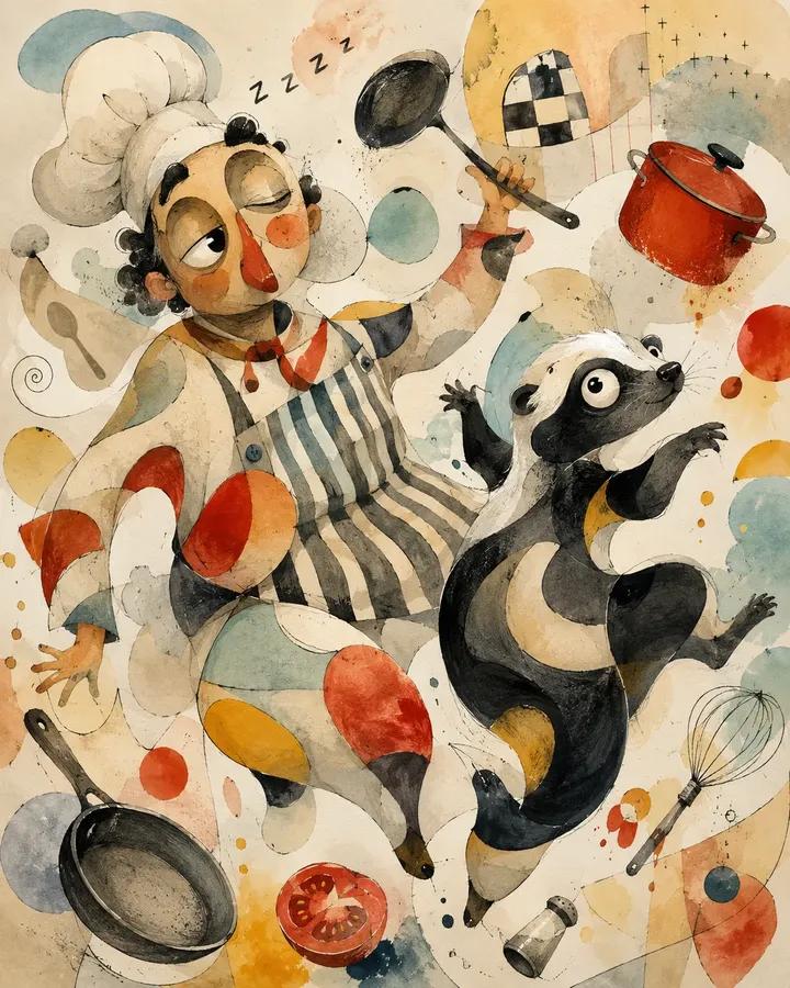 Abstract Biomorphic Surreal Portrait with Animal image 1