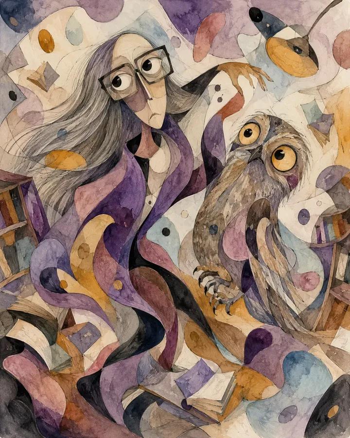 Abstract Biomorphic Surreal Portrait with Animal thumbnail 2